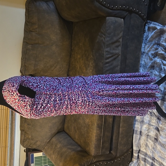 YVOS Pink & Purple Abstract Short Sleeve Dress Size Medium - Picture 4 of 7